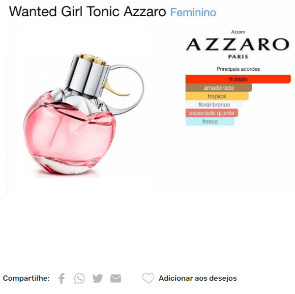 AZZARO WANTED GIRL TONIC FEMININO EAU DE TOILETTE